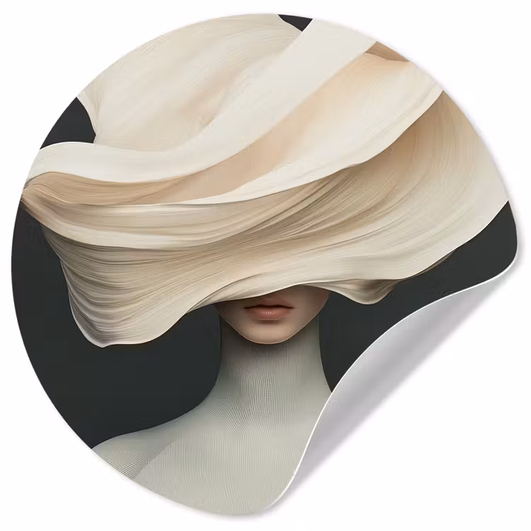 Behangcirkel - Vrouw - Beige - hoed — 1