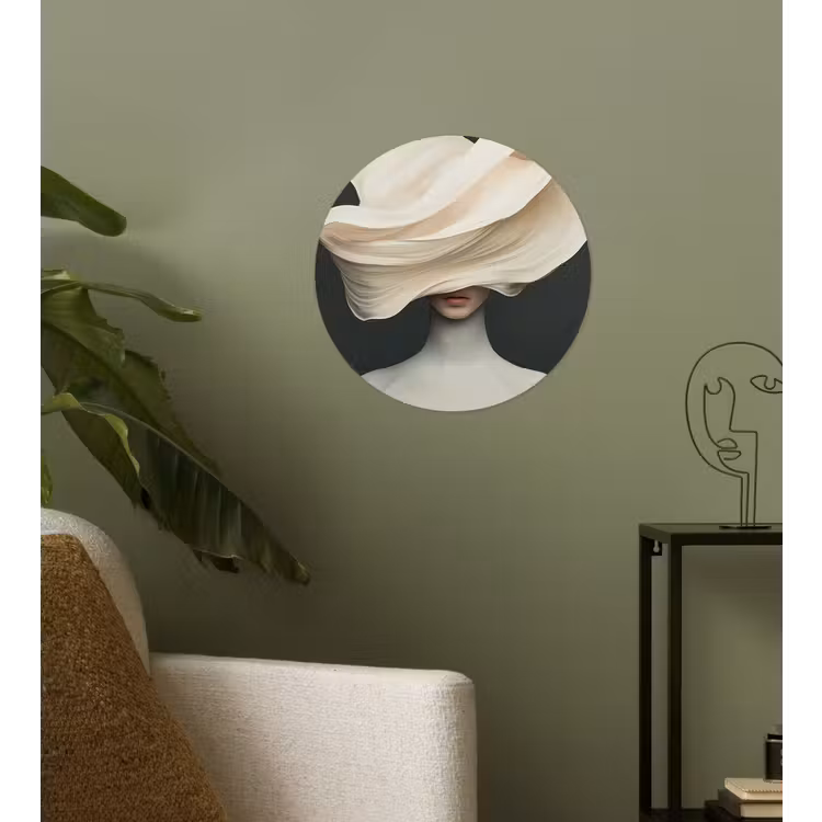 Behangcirkel - Vrouw - Beige - hoed — 3
