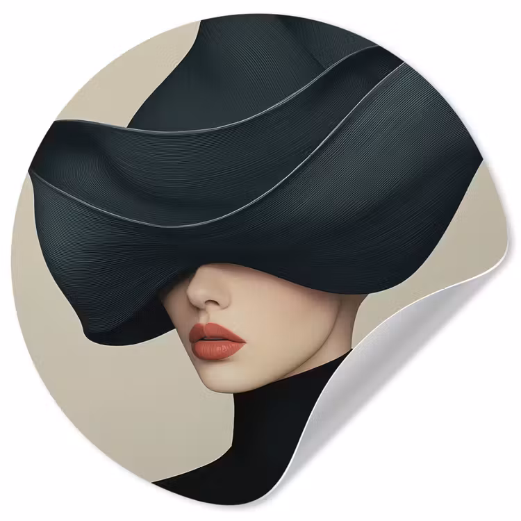 Behangcirkel - Vrouw - Groen - Hoed — 1