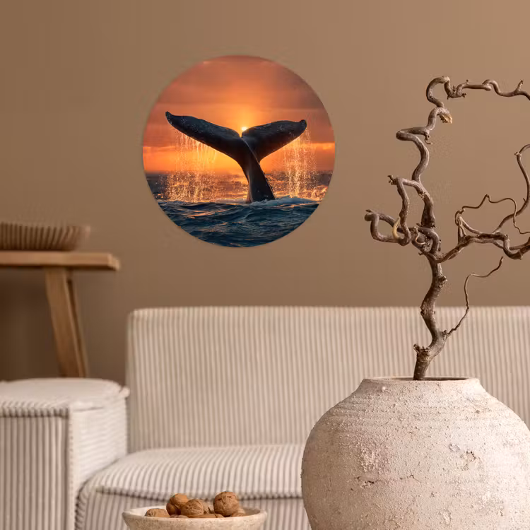 Behangcirkel - Walvis staart - Water - Zonsondergang — 2