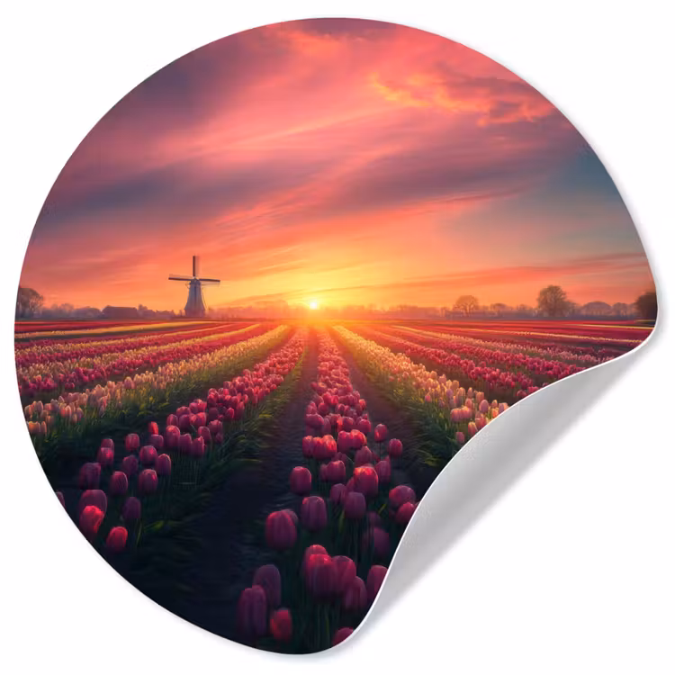 Behangcirkel - Windmolen - Zonsondergang - Landschap — 1