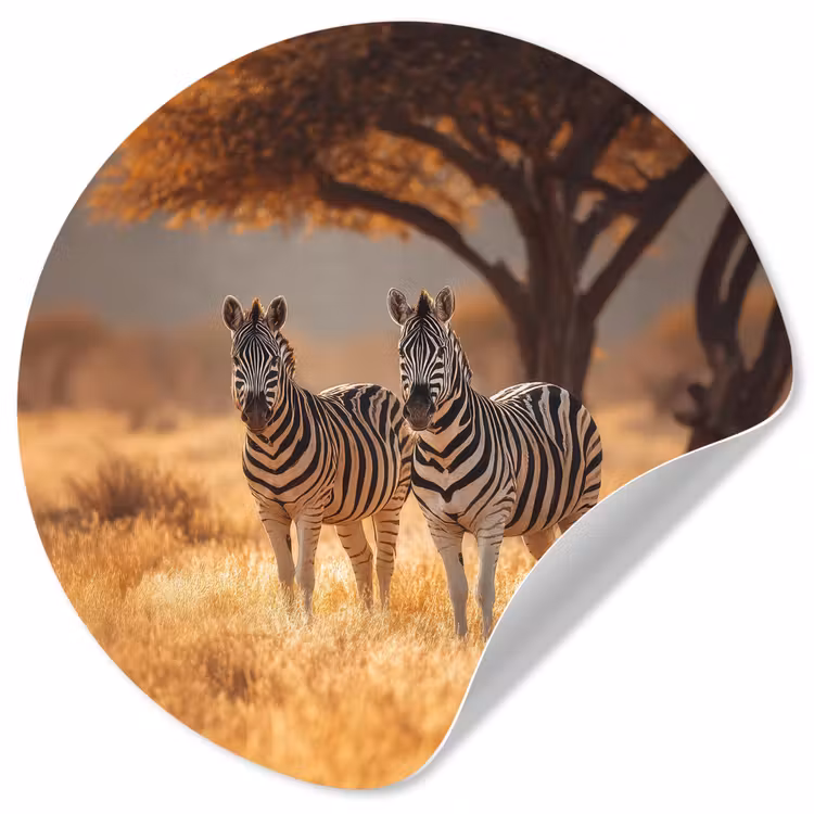 Behangcirkel - Zebra's - Savannelandschap - Gras — 1