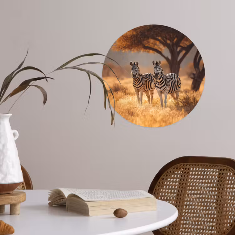 Behangcirkel - Zebra's - Savannelandschap - Gras — 4