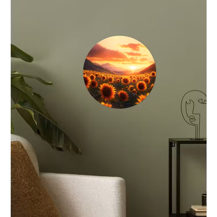 Behangcirkel - Zonnebloemen - Zonsondergang - Landschap — 3