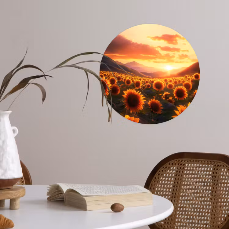 Behangcirkel - Zonnebloemen - Zonsondergang - Landschap — 4