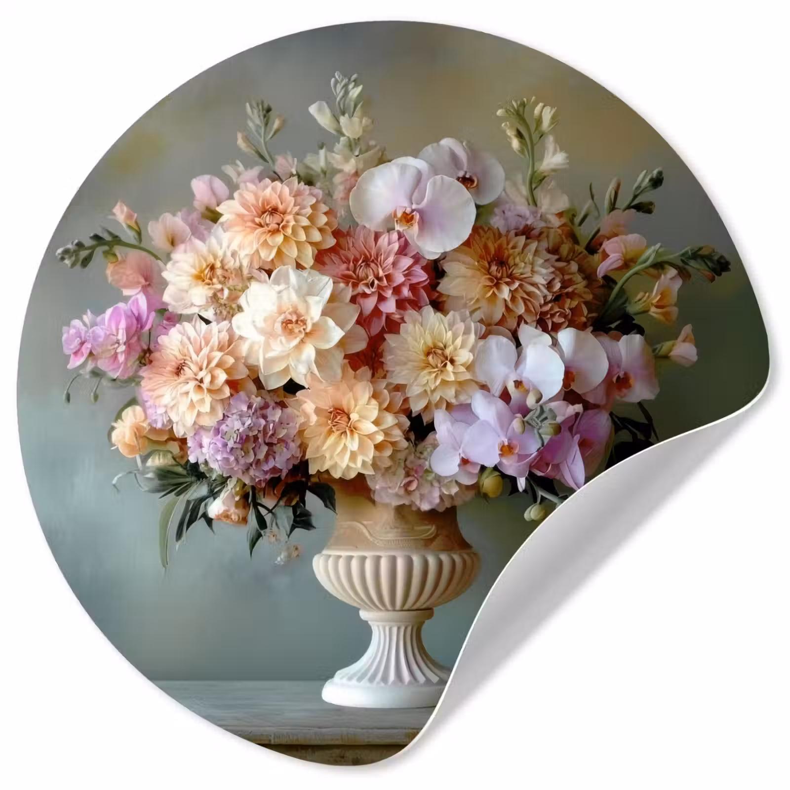Behangcirkel - Orchidee - Boeket - Vaas - Bloemen — 1