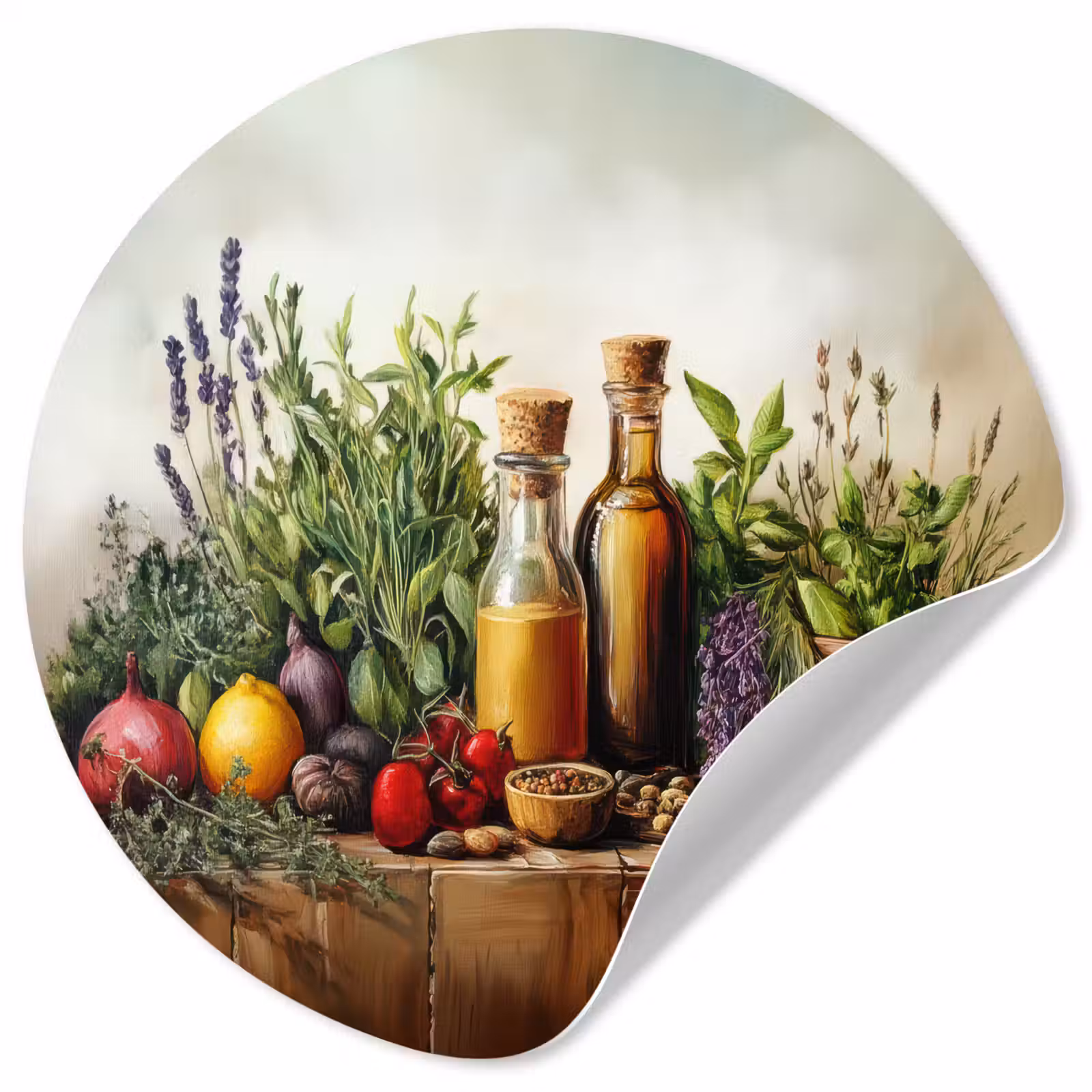 Behangcirkel - Stilleven - Kruiden - Specerijen - Fruit - Kleurrijk — 1