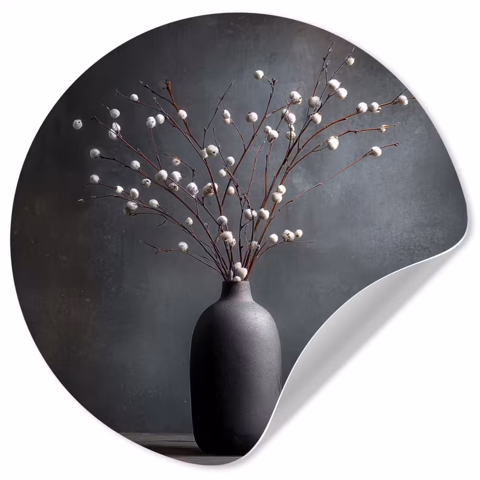 Behangcirkel - Takken - Vaas - Bolletjes - Wit — 1
