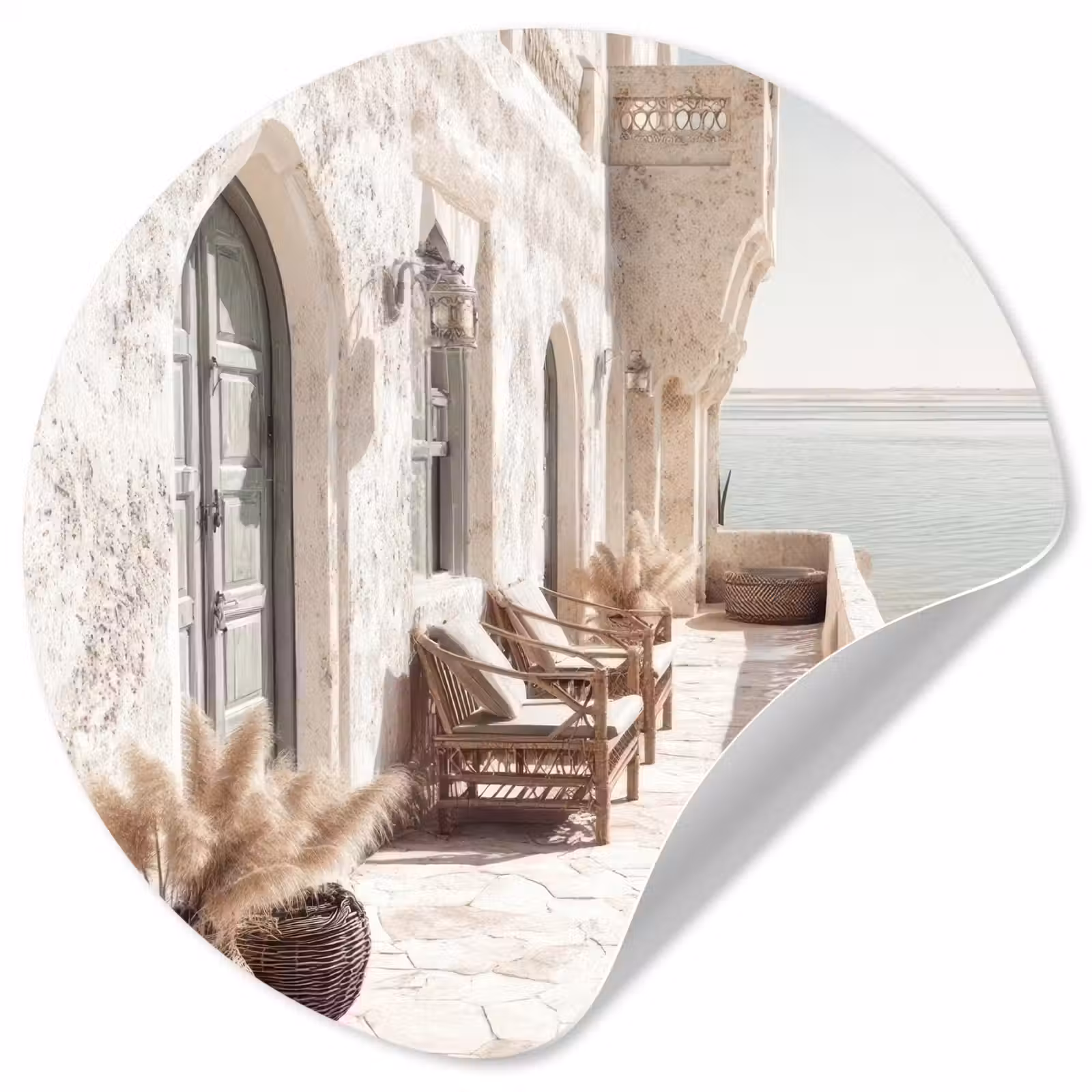 Behangcirkel - Terras - Stoelen - Strand - Beige — 1