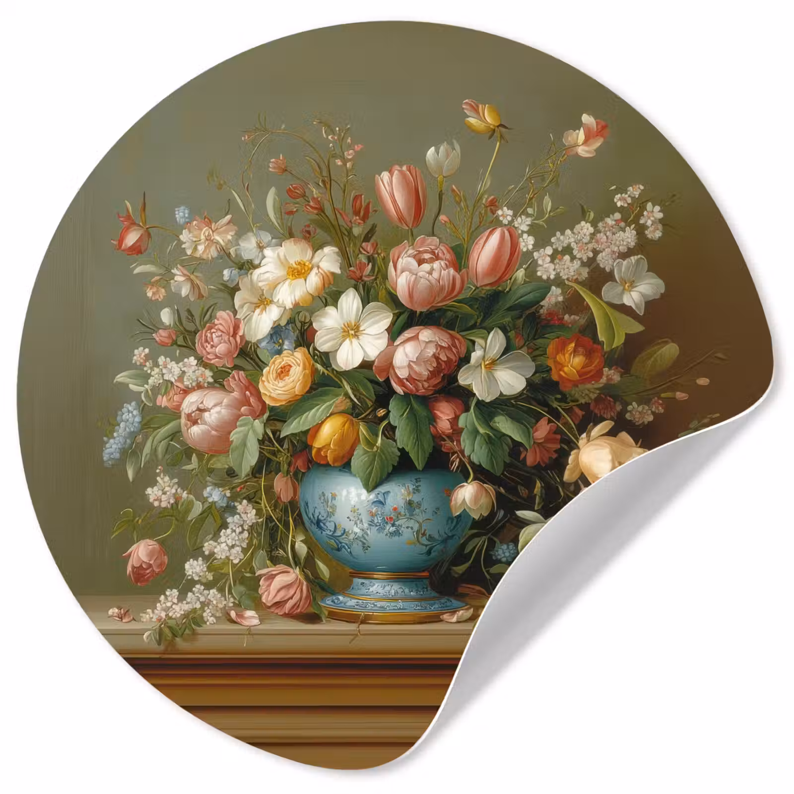 Behangcirkel - Vaas - Pastel - Kleuren - Bloemen — 1