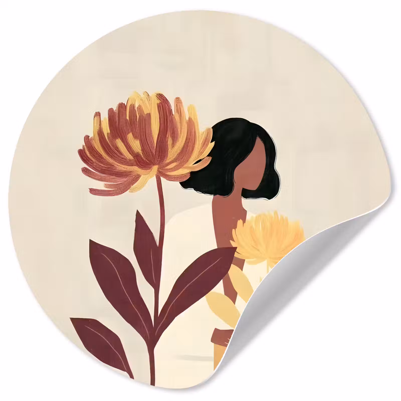 Behangcirkel - Vrouw - Minimalistisch - Bloem — 1