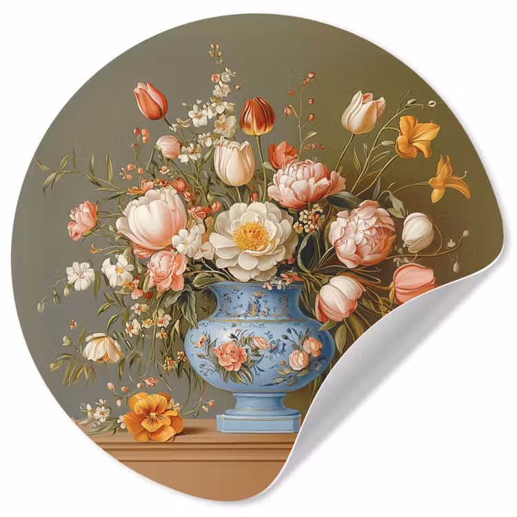 Behangcirkel - Neutral - Bloemen - Boeket - Vaas — 1
