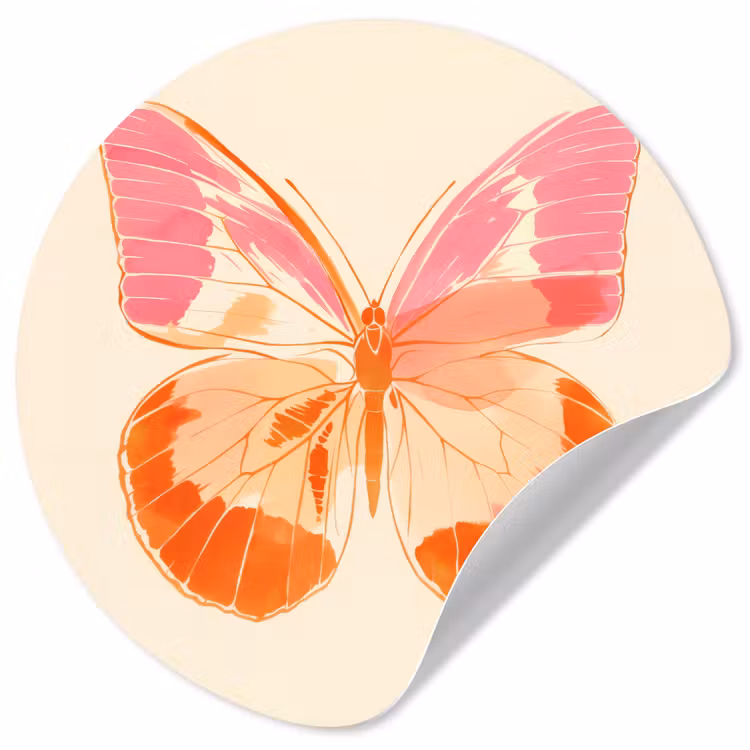 Behangcirkel - Oranje - Vlinder - Minimalistisch — 1