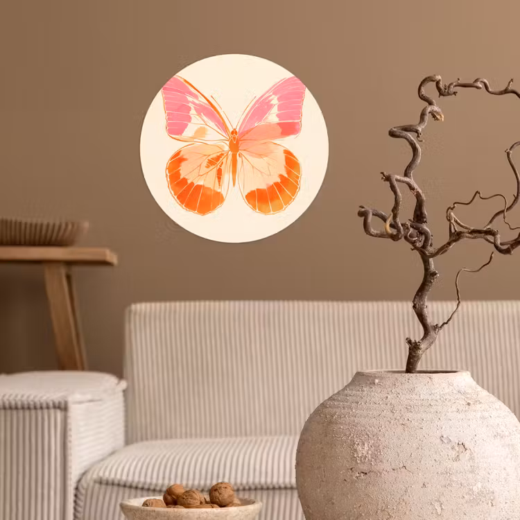 Behangcirkel - Oranje - Vlinder - Minimalistisch — 2
