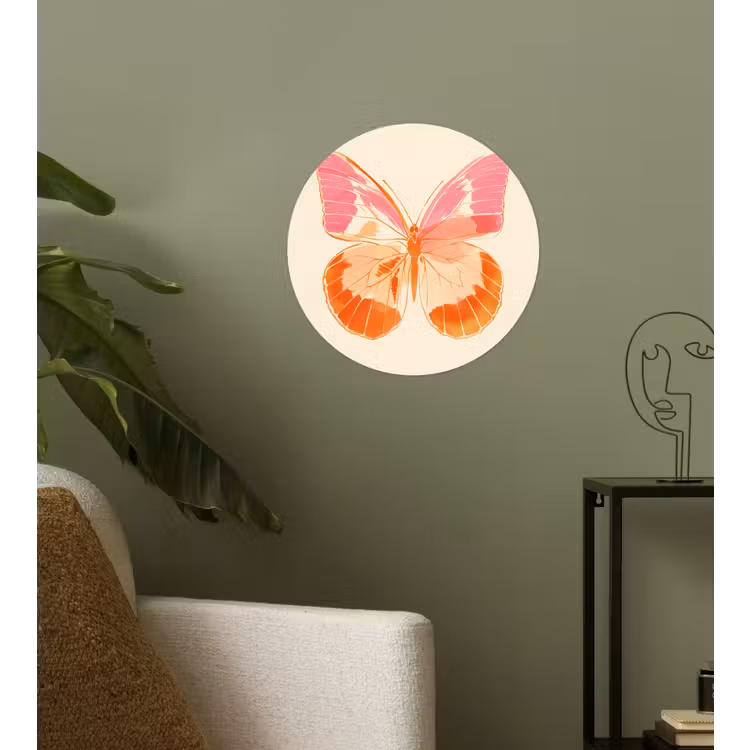 Behangcirkel - Oranje - Vlinder - Minimalistisch — 3