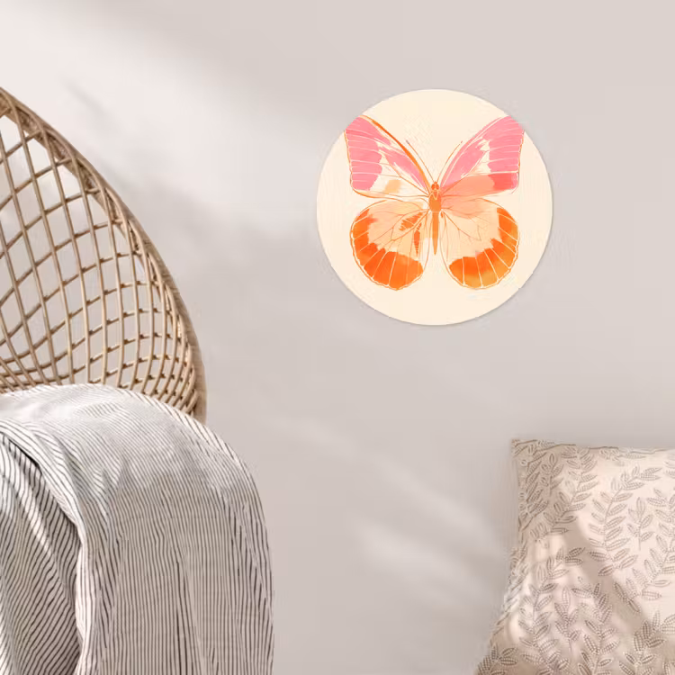Behangcirkel - Oranje - Vlinder - Minimalistisch — 5