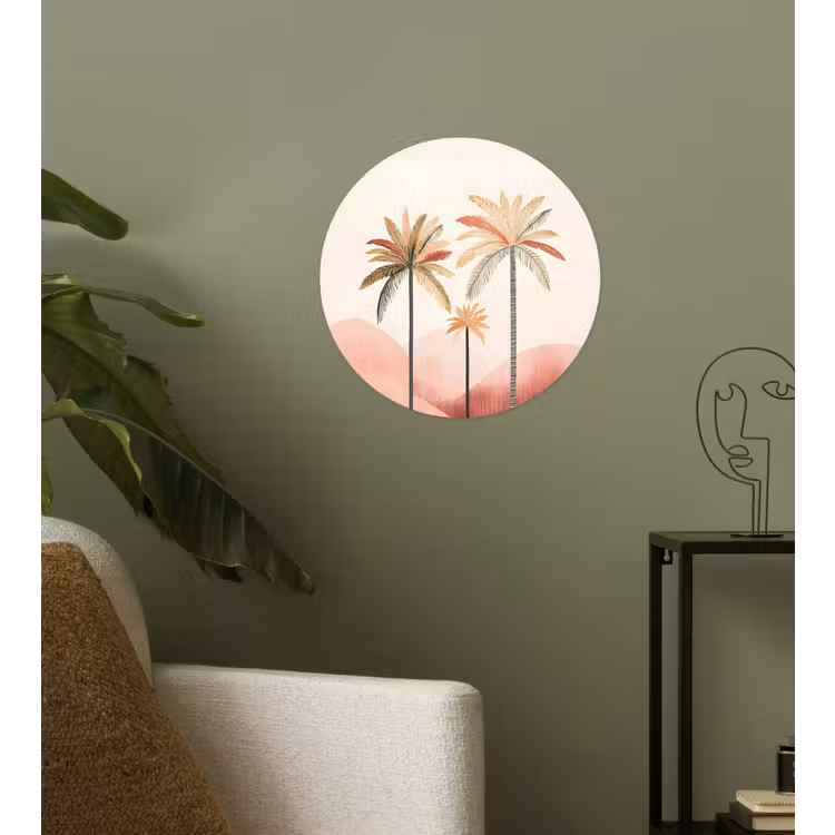 Behangcirkel - Palmbomen - Heuvels - Minimalistisch - Zachtroze — 3