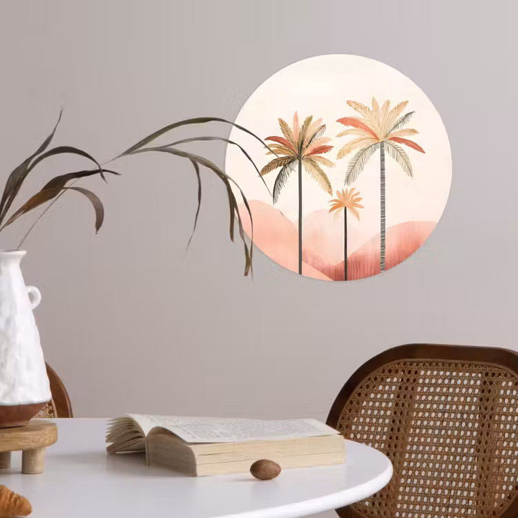 Behangcirkel - Palmbomen - Heuvels - Minimalistisch - Zachtroze — 4