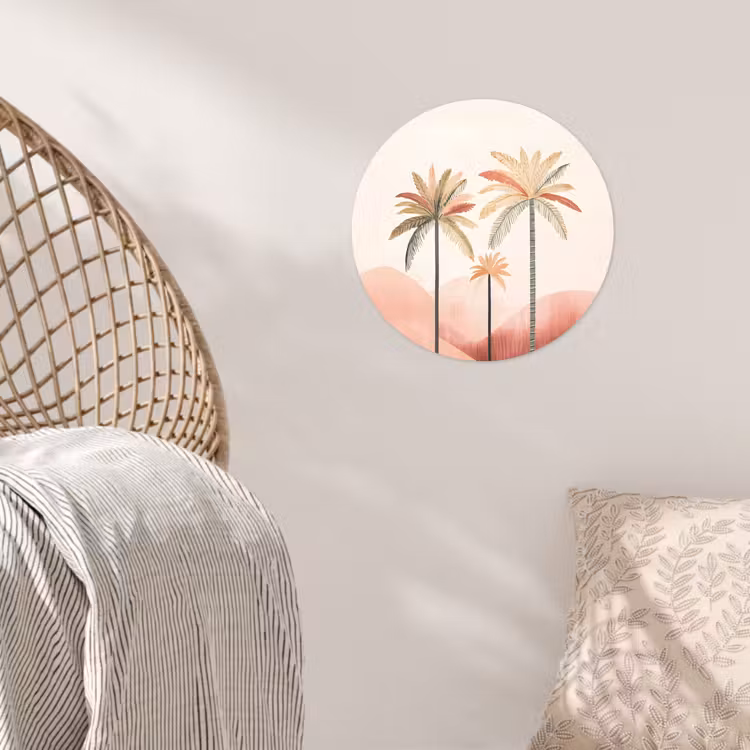 Behangcirkel - Palmbomen - Heuvels - Minimalistisch - Zachtroze — 5