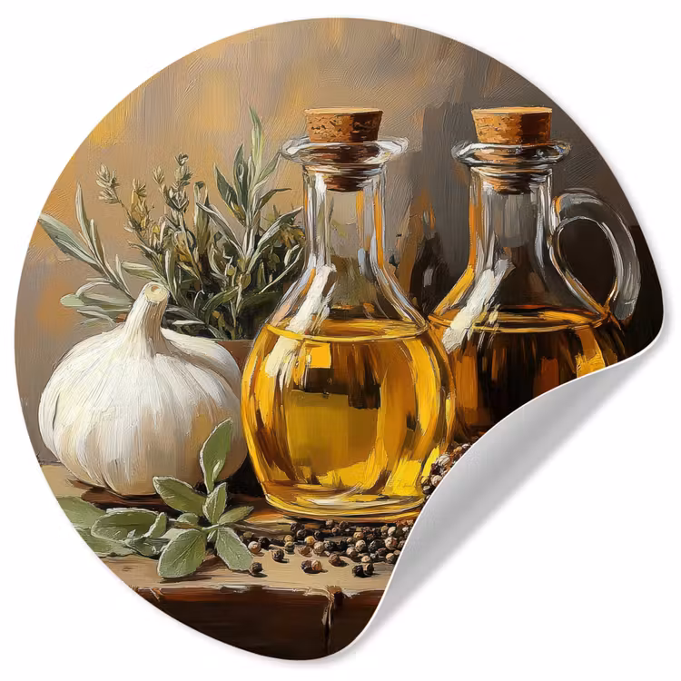 Behangcirkel - Stilleven - Olijfolie - Knoflook - Kruiden — 1