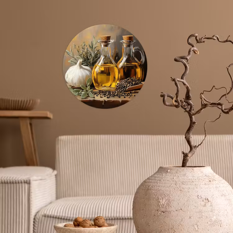 Behangcirkel - Stilleven - Olijfolie - Knoflook - Kruiden — 2
