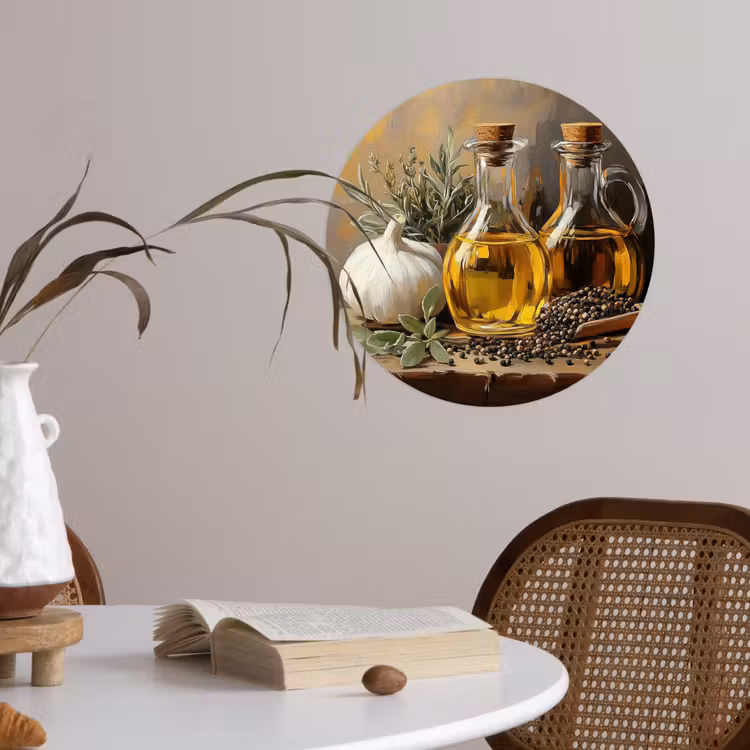 Behangcirkel - Stilleven - Olijfolie - Knoflook - Kruiden — 4