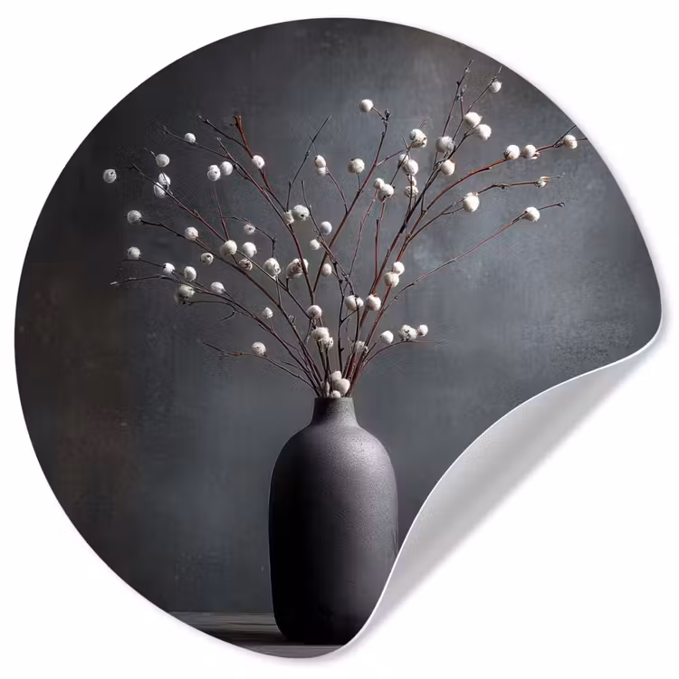 Behangcirkel - Takken - Vaas - Bolletjes - Wit — 1