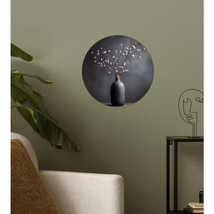 Behangcirkel - Takken - Vaas - Bolletjes - Wit — 3
