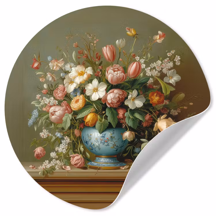 Behangcirkel - Vaas - Pastel - Kleuren - Bloemen — 1