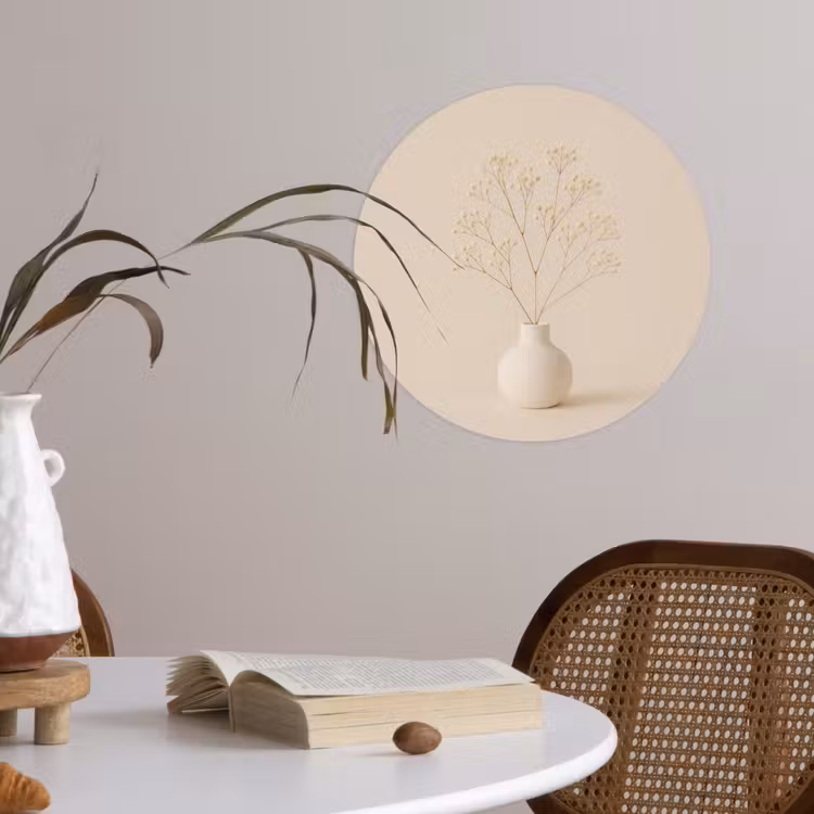 Behangcirkel - Vaas - Takken - Bloemetjes - Wit — 4