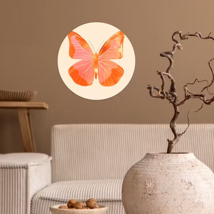 Behangcirkel - Vlinder - Minimalistisch - Roze — 2