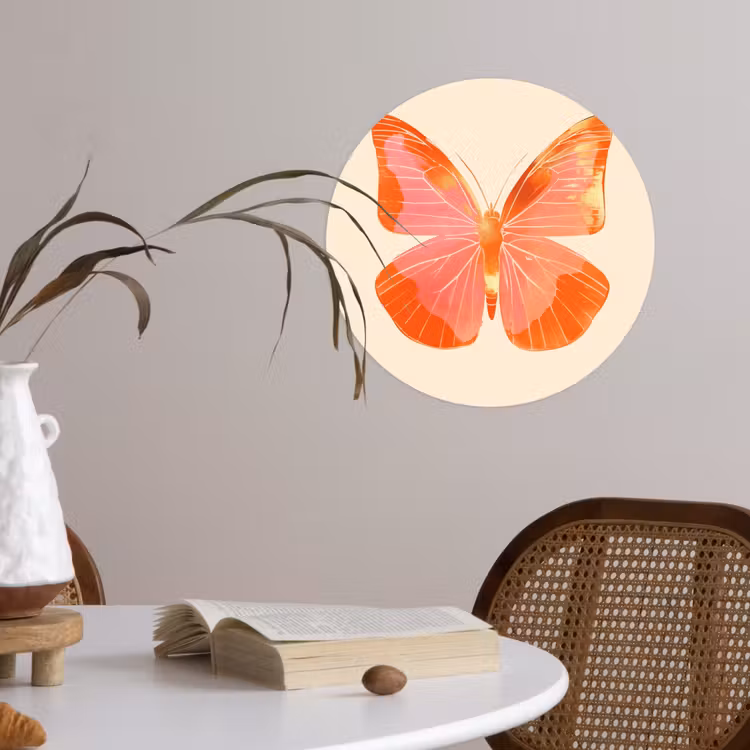 Behangcirkel - Vlinder - Minimalistisch - Roze — 4