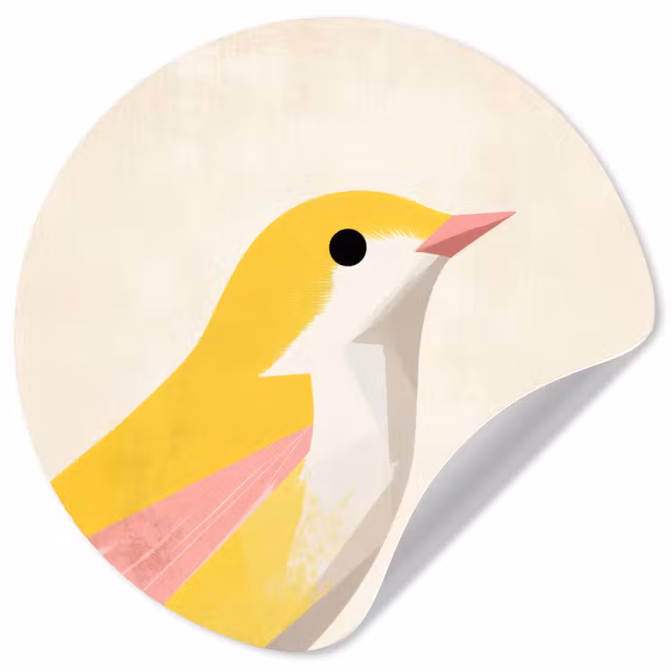 Behangcirkel - Vogel - Minimalistisch - Geel — 1