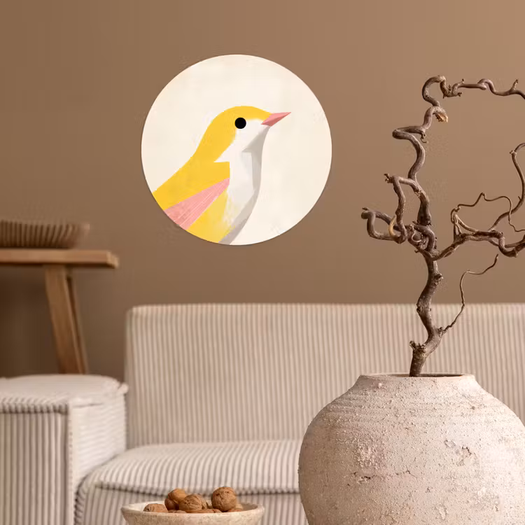 Behangcirkel - Vogel - Minimalistisch - Geel — 2
