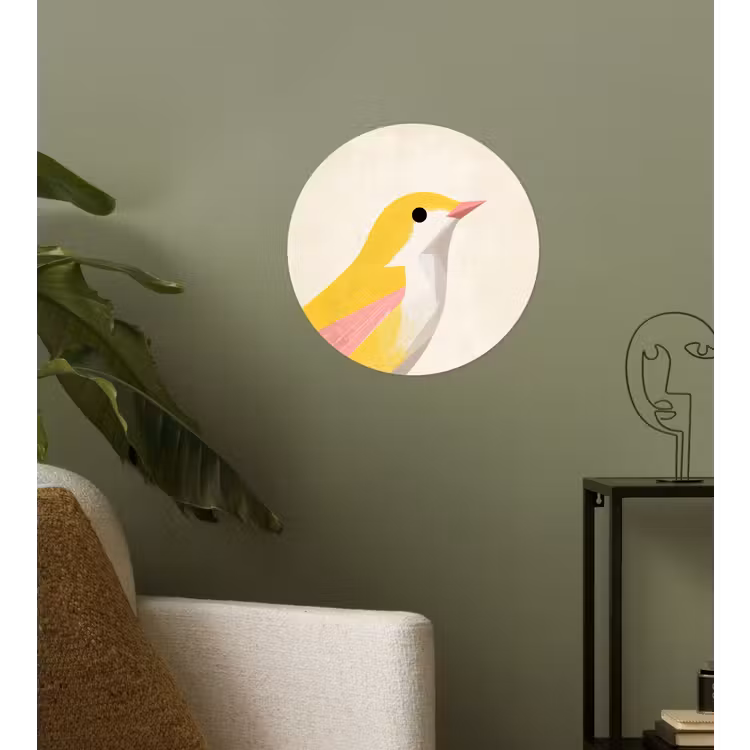 Behangcirkel - Vogel - Minimalistisch - Geel — 3