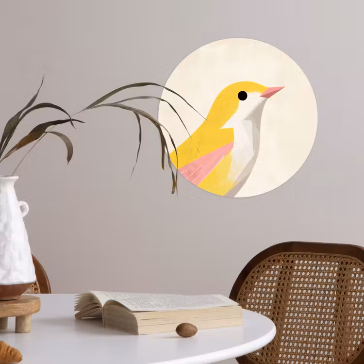 Behangcirkel - Vogel - Minimalistisch - Geel — 4