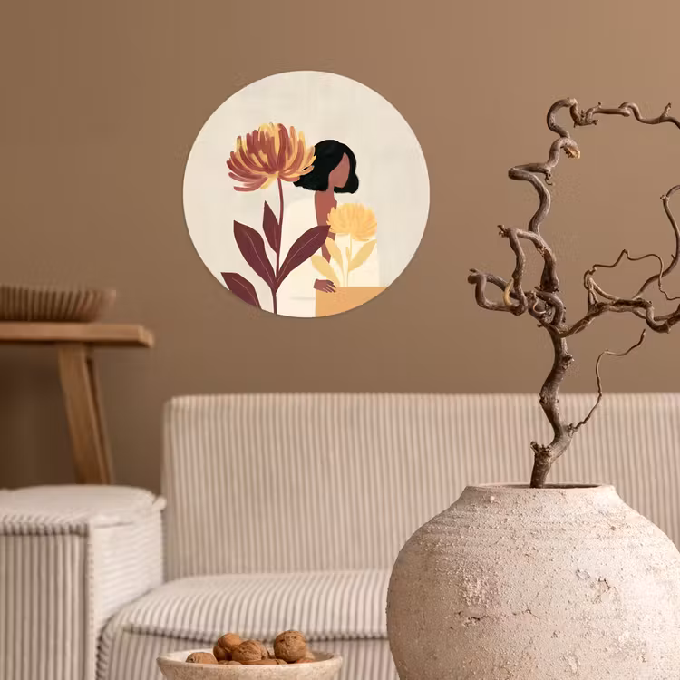 Behangcirkel - Vrouw - Minimalistisch - Bloem — 2