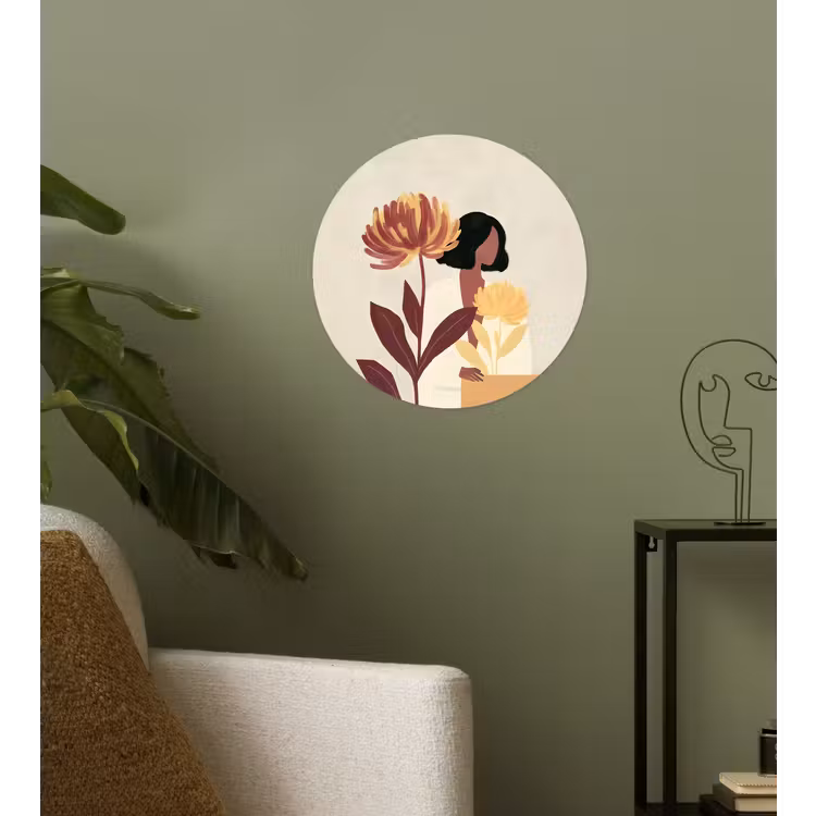 Behangcirkel - Vrouw - Minimalistisch - Bloem — 3