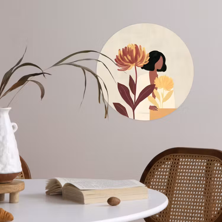 Behangcirkel - Vrouw - Minimalistisch - Bloem — 4