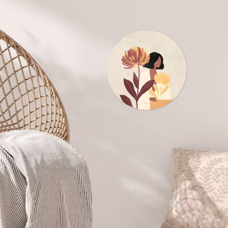 Behangcirkel - Vrouw - Minimalistisch - Bloem — 5