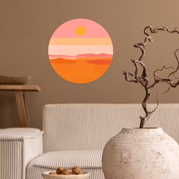 Behangcirkel - Zon - Abstract - Landschap - Oranje — 2