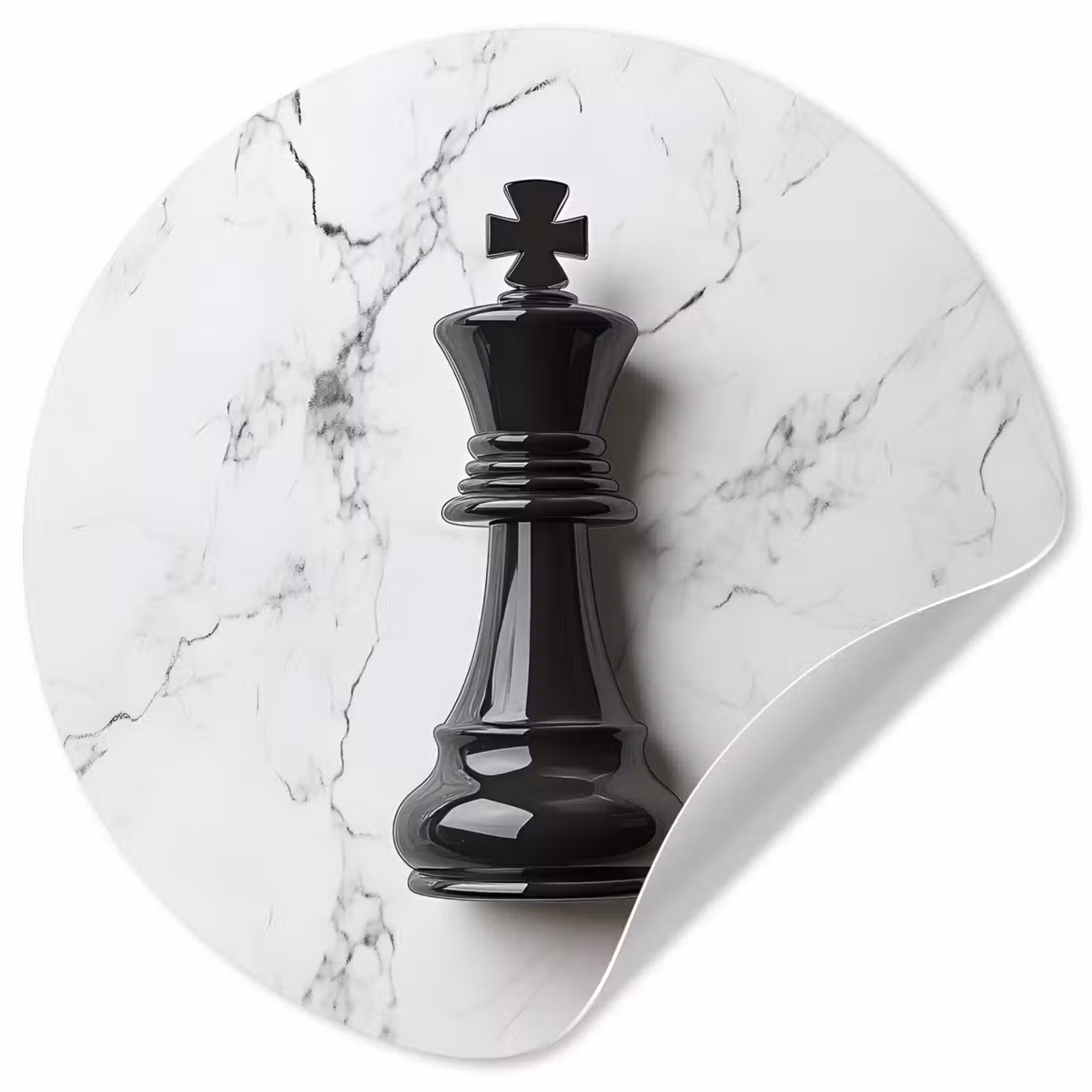 Behangcirkel - Schaakstuk - Koning - Zwart - Marmer — 1