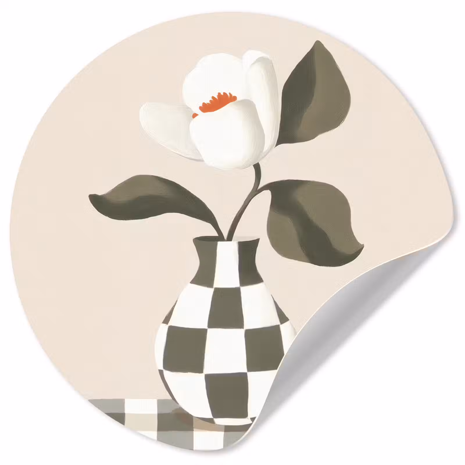 Behangcirkel - Vaas - Geruit - Groen - Bloem — 1
