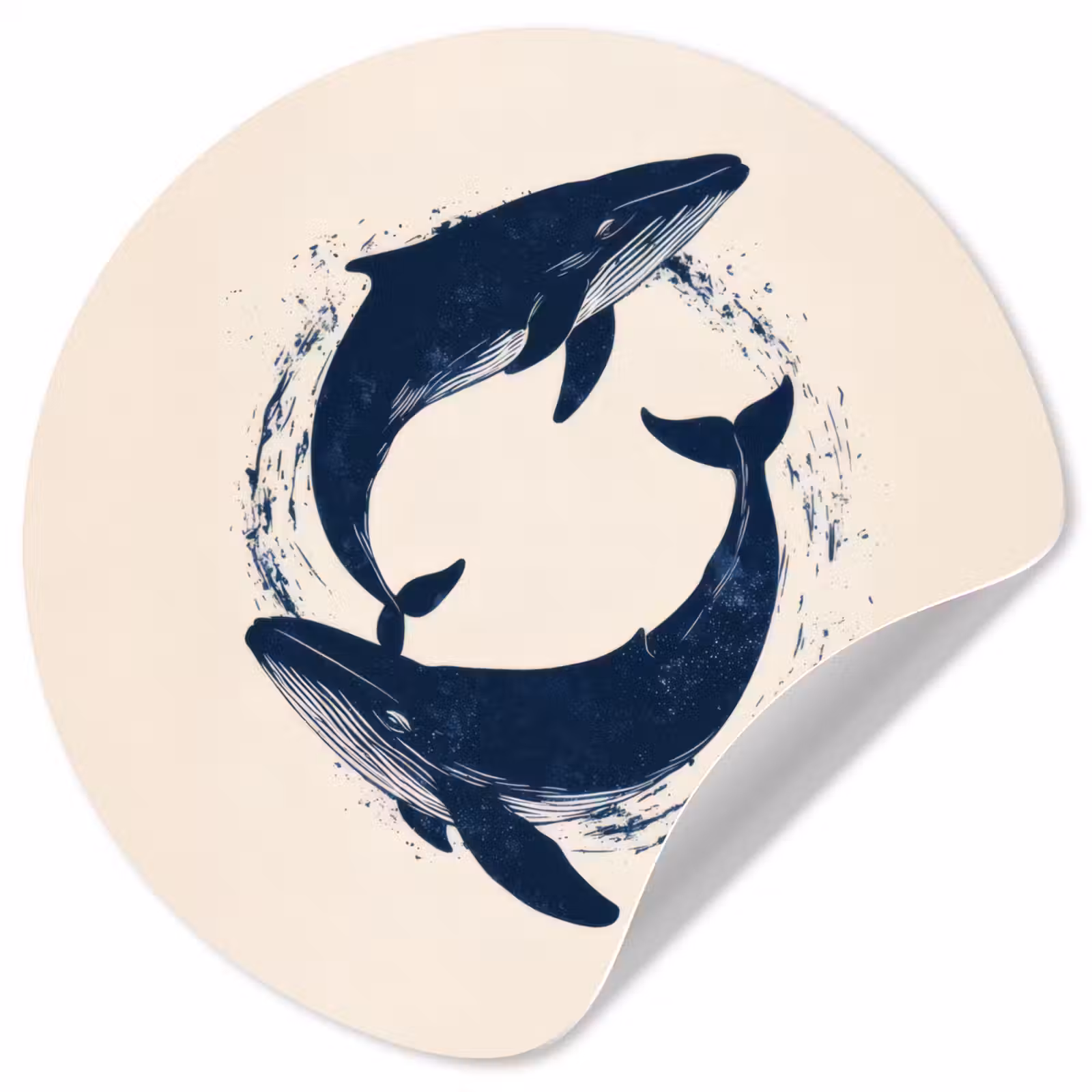 Behangcirkel - Walvissen - Spetters - Cirkel - Donkerblauw — 1