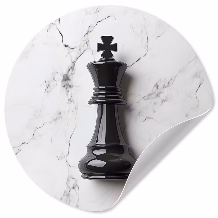 Behangcirkel - Schaakstuk - Koning - Zwart - Marmer — 1