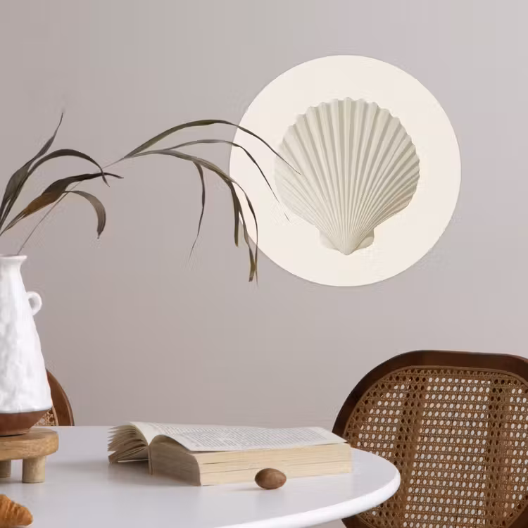 Behangcirkel - Schelp - Minimalistisch - Wit — 4