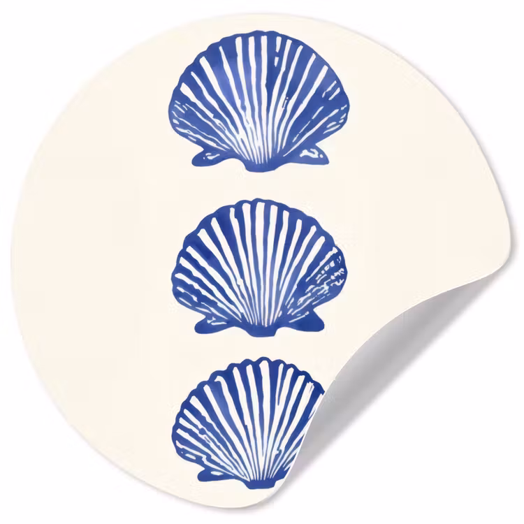 Behangcirkel - Schelpen - Blauw - Patroon — 1