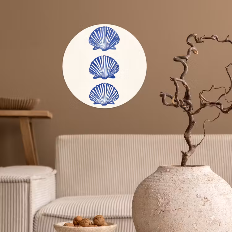Behangcirkel - Schelpen - Blauw - Patroon — 2