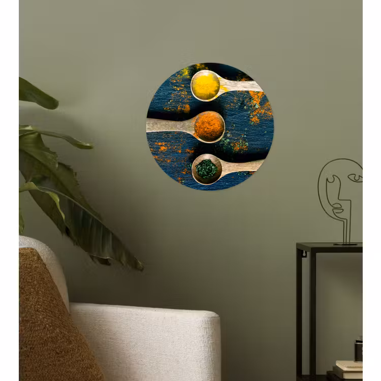 Behangcirkel - Specerijen - Lepel - Kruiden - Bruin - Geel - Groen — 3