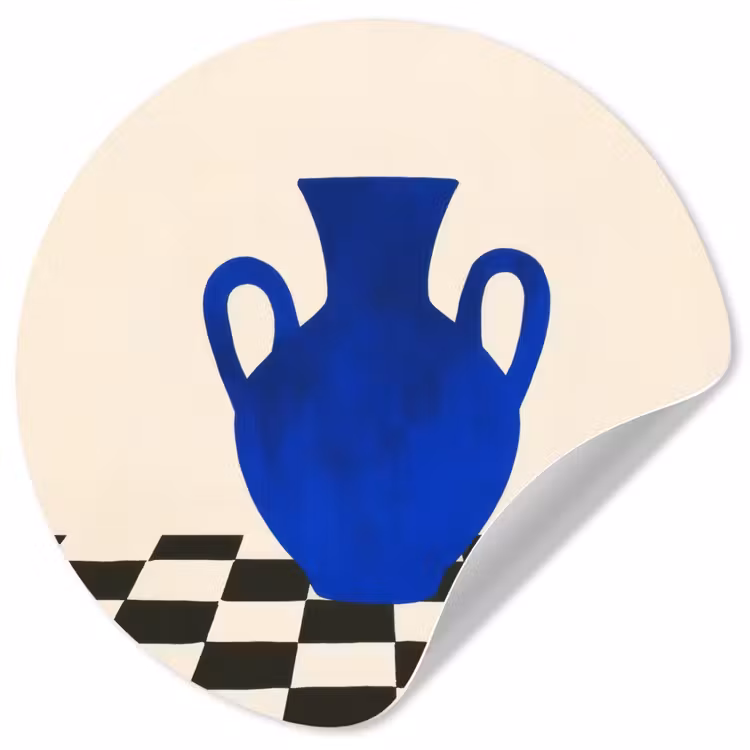 Behangcirkel - Vaas - Blauw - Geblokt - Modern — 1